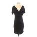 Necessary Objects Casual Dress - Wrap: Black Solid Dresses - Women's Size Small