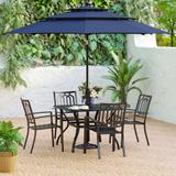 Patio Dining Set with 4/6*Metal Outdoor Chairs, Metal Square Dining Table and 10/13ft/ Patio Umbrella