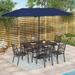 Patio Dining Set with 4/6*Metal Outdoor Chairs, Metal Square Dining Table and 10/13ft/ Patio Umbrella