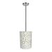 Aspen Creative 1-Light Fabric Lamp Shade Hanging Pendant, White - SATIN NICKEL