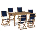 HiTeak Furniture Del Ray 7-Piece Rectangular Teak Outdoor Dining Set - HLS-DRR-BL