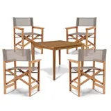 HiTeak Furniture Del Ray 5-Piece Square Teak Outdoor Dining Set - HLS-DRS-T