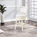 Benjara Swivel Solid Wood Stool Wood/Leather in White | 37.5 H x 18 W x 21.5 D in | Wayfair BM274350