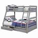 Isabelle & Max™ Bromyard Twin Over Full 2 Drawer Solid Wood Standa™rd Bunk Bed by Isabelle & Max Wood in Gray | 65 H x 56.5 W x 78.375 D in | Wayfair