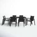 AllModern Dangelo Lift 9 Piece Square Outdoor Dining Set - Glass in Black | 61 W x 61 D in | Wayfair D7818D57790A4CE491BE01654A30FD8B