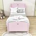 Red Barrel Studio® Twin Size Wood Platform Bed w/ Headboard & Footboard Wood in Pink | 43 H x 42 W x 80 D in | Wayfair