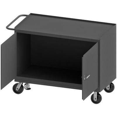 Durham Mfg 24" x 48" 2 Door Mobile Steel Top Workstation with Floor Lock 3411-FL-95
