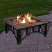 Red Barrel Studio® 33-Inch Sq Wood Burning Outdoor Firepit + 25lbs Box of Fatwood, Screen, Cover, & Log Poker Steel in Black/Brown/Gray | Wayfair