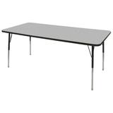 Factory Direct Partners Rectangle T-Mold Adjustable Height Activity Table w/ Standard Swivel Glide Legs Laminate/Metal in Gray/Black | Wayfair