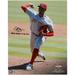 Hunter Greene Cincinnati Reds Autographed 16" x 20" Debut Pitching Photograph with "MLB 4-10-22" Inscription