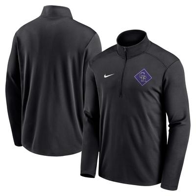 Schwarzes Nike Colorado Rockies Diamond Icon Pacer Performance Windjacke-Oberteil mit Viertelreißverschluss für Herren Image