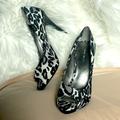 Nine West Shoes | Nine West Cheetah Print Size 7.5 Black&Grey. Peep Toe. Excellent Condition. | Color: Black/Gray | Size: 7.5