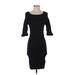 Kardashian Kollection Casual Dress - Bodycon: Black Solid Dresses - Women's Size Small