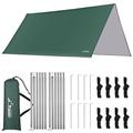 WADEO Camping Tent Tarp Shelter, 3m x 3m Hammock Tarpaulin Waterproof Ground Sheets Portable Tarpaulin Shelter with 8 Pegs and 8 Guy Lines for Camping Picnic Hiking Adventure