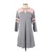 Moa Moa Casual Dress - A-Line: Gray Color Block Dresses - Women's Size Small