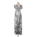 Style&Co Casual Dress - Maxi: Gray Acid Wash Print Dresses - Women's Size P Petite