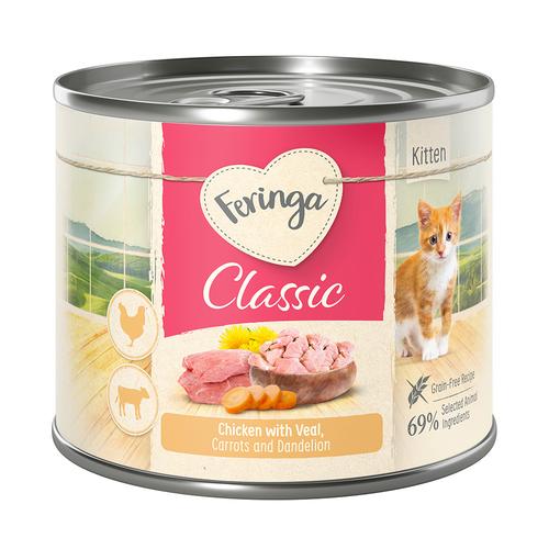 6x200g Kitten Chicken & Veal Feringa Classic Meat Menu Wet Cat Food