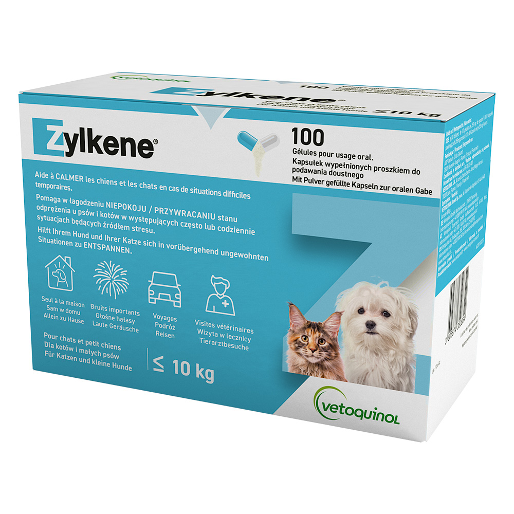 100x Zylkene Small Dog & Cat 75mg Capsules Calming Supplement
