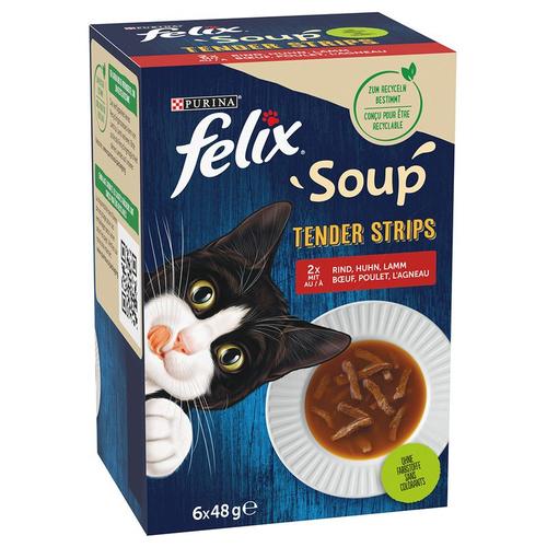 6x48g Farm Selection Tender Strips Felix Soup Wet Cat Food