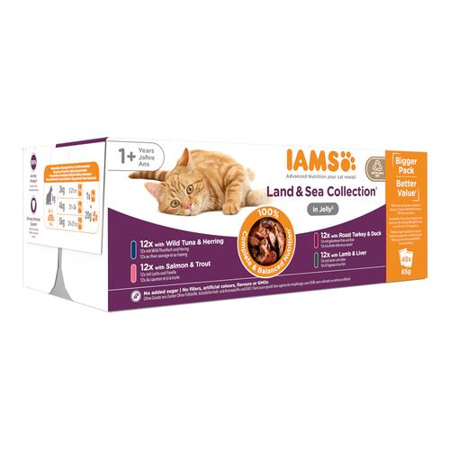 48x85g Land & Sea Collection in Jelly Advanced Nutrition IAMS Adult Wet Cat Food