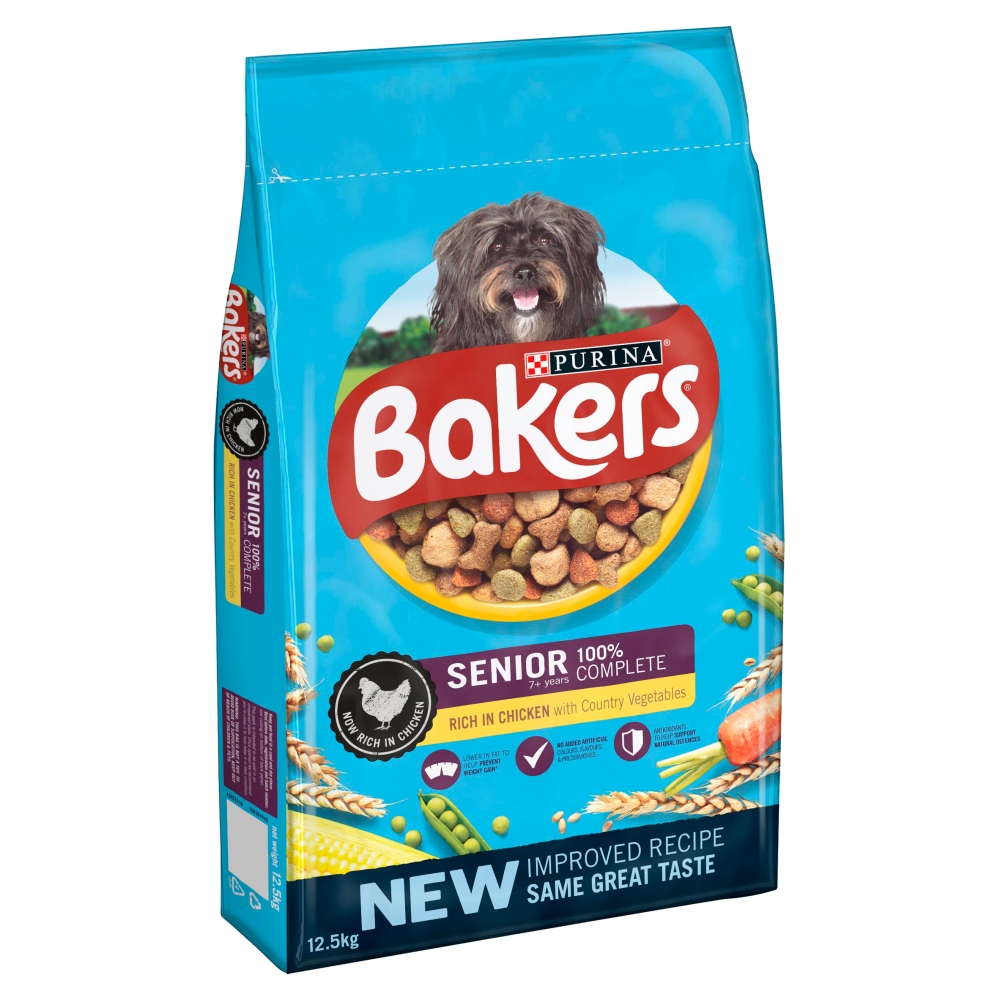 12.5kg Senior Chicken Bakers Dry Dog Food