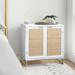 Bayou Breeze Geneva Accent Storage Cabinet w/ 2 Rattan Doors, Kitchen Buffet Sideboard Wood/Metal in White | 29.3 H x 31.5 W x 13.8 D in | Wayfair