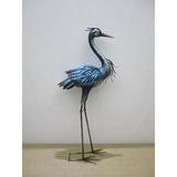 Red Barrel Studio® Standing Metal Crane Garden Statue Metal in Blue/Gray | 31 H x 14.2 W x 7.1 D in | Wayfair 27E5F60AA4F748E29203B6D95B13BC45