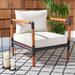 Wade Logan® Alekai Patio Chair w/ Cushions Wood/Metal in Black/Brown/Gray | 26 H x 32.3 W x 33.1 D in | Wayfair 3F1DEC1ED17E4313B32EA519607ED2C8