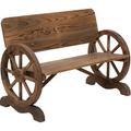 Banc de jardin 3 places style rustique chic accoudoirs roues de charette bois sapin traité