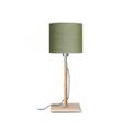 Lampe de table bambou abat-jour lin vert for√™t, h. 59cm