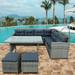 6-Pcs Patio Set Outdoor Tufted-Cushioned Sectional Sofa Set with 2 Ottomans