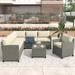 5Pcs Patio Conversation Set Resin Wicker Cushioned Sectional Sofa Set