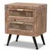 Baxton Studio Calida Mid-Century Modern Whitewashed Natural Brown Finished Wood and Rattan 2-Drawer End Table