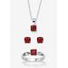 Women's 3-Piece Birthstone .925 Silver Necklace, Earring And Ring Set 18" by PalmBeach Jewelry in January (Size 7)