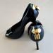 Louis Vuitton Shoes | 100% Authentic Louis Vuitton Black Lesther Peep Toe Platform Heel | Color: Black/Gold | Size: 35