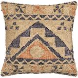 Joss & Main Lucey Square Pillow Cover Wool Blend/Wool/Cotton Blend/Jute in Black/Brown/Orange | 22 H x 22 W x 1 D in | Wayfair