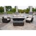 Handwoven Patio Wicker Chat Set with Aluminum Firepit Table