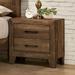 Rustic Walnut Nightstand with 2 Drawer