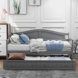 Contemporary Style Twin Wooden Daybed with Trundle Bed, Sofa Bed for Bedroom Living Room