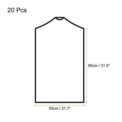 80x55cm Garment Cover, 20 Pack PP Dustproof Protector Bags Clear