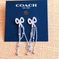 Coach Jewelry | Coach Bow Dangle Swarovski Pink Earring Studs Nwt | Color: Pink/Silver | Size: Os