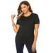 Plus Size Women's Fine Gauge Crewneck Shell by Jessica London in Black (Size 18/20) Short Sleeve Sweater