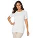 Plus Size Women's Fine Gauge Crewneck Shell by Jessica London in White (Size 14/16) Short Sleeve Sweater