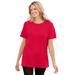 Plus Size Women's Thermal Short-Sleeve Satin-Trim Tee by Woman Within in Vivid Red (Size 2X) Shirt