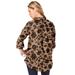 Plus Size Women's Long-Sleeve Kate Big Shirt by Roaman's in Brown Sugar Stamped Floral (Size 36 W) Button Down Shirt Blouse