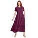 Plus Size Women's Short-Sleeve Tiered Dress by Woman Within in Deep Claret (Size 34/36)