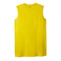 Men's Big & Tall Shrink-Less™ Longer-Length Lightweight Muscle Pocket Tee by KingSize in Cyber Yellow (Size 6XL) Shirt