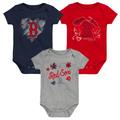 Girls Newborn & Infant Navy/Red/Heathered Gray Boston Red Sox 3-Pack Batter Up Bodysuit Set