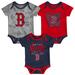 Newborn & Infant Boston Red Sox Navy/Red/Heathered Gray Game Time Three-Piece Bodysuit Set