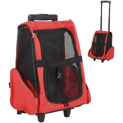 Pawhut - Hundetransporttasche, Haustierrucksack, 2-in-1-Design, ausziehbarer Griff, Seitentaschen,
